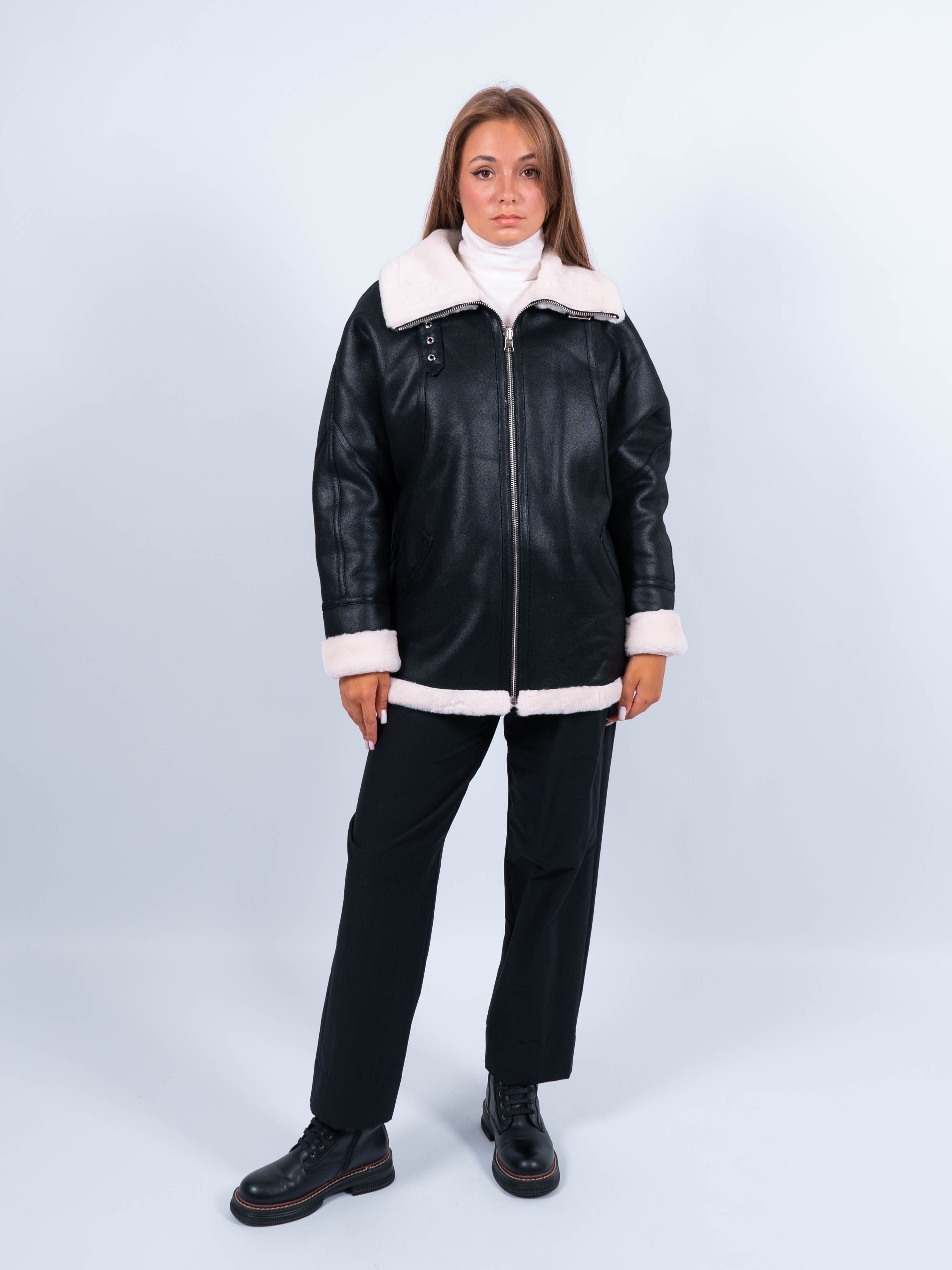 

Дубленка женская 365 clothes W1072 черная 52 RU, Черный, W1072