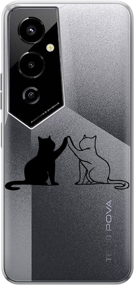 

Силиконовый чехол на Tecno Pova 4 Pro с 3D принтом "Cats" прозрачный, Прозрачный;черный, 158094