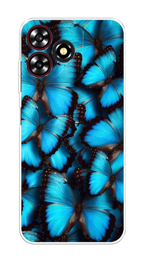 

Чехол на ZTE Blade A73 4G/V50 Smart "Тропическая бабочка 2", Голубой;черный, 136550-1