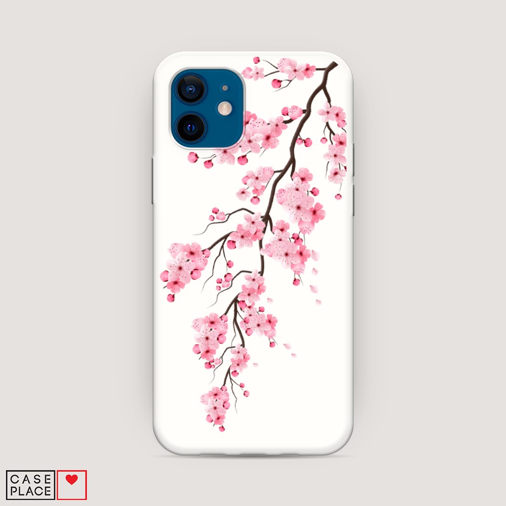 

Матовый силиконовый чехол "Розовая сакура" на Apple iPhone 12, 12557-1