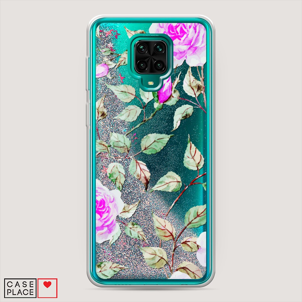 

Жидкий чехол с блестками "Цветочная фантазия 7" на Xiaomi Redmi Note 9 Pro, 38091-1