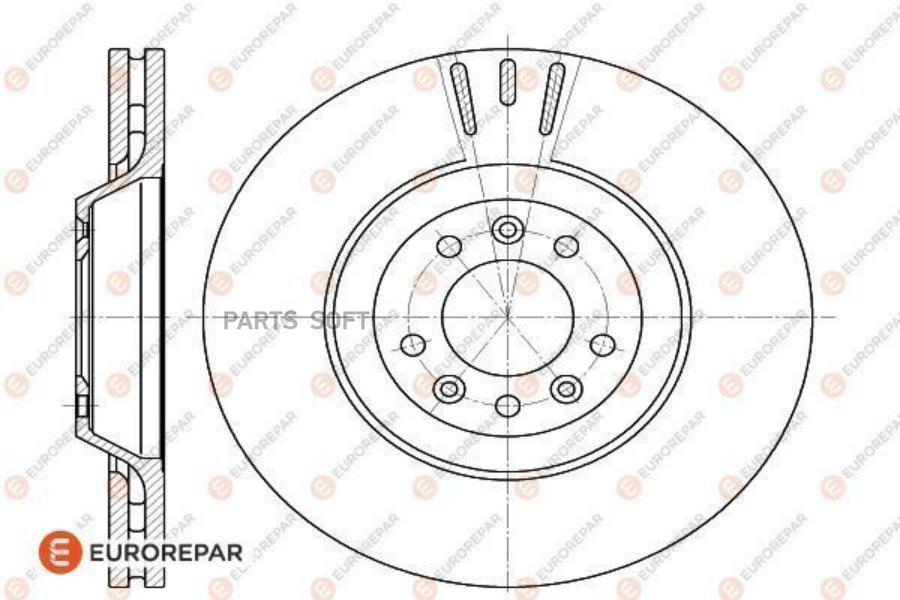 EUROREPAR 1618864680 Диск торм.пер. PSA: c5 1.6 thp 155/2.0 hdi/2.2 hdi/2.2 hdi 200/2.7 hd