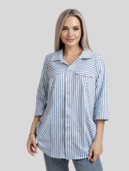 Рубашка женская Elenatex Бж-67 синяя 50 RU