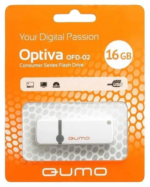 

Флешка QUMO 16 ГБ White (Optiva Series OFD-02 QM16GUD-OP2-White)
