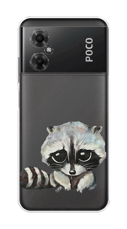 

Чехол на Xiaomi Poco M4 5G "Большеглазый енот", Серый;черный;прозрачный, 316550-1