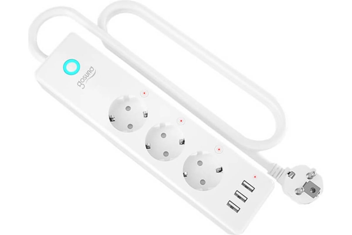 фото Gosund умный сетевой фильтр gosund smart plug, 3 usb outlet, total 3.1a 3 sockets seperate