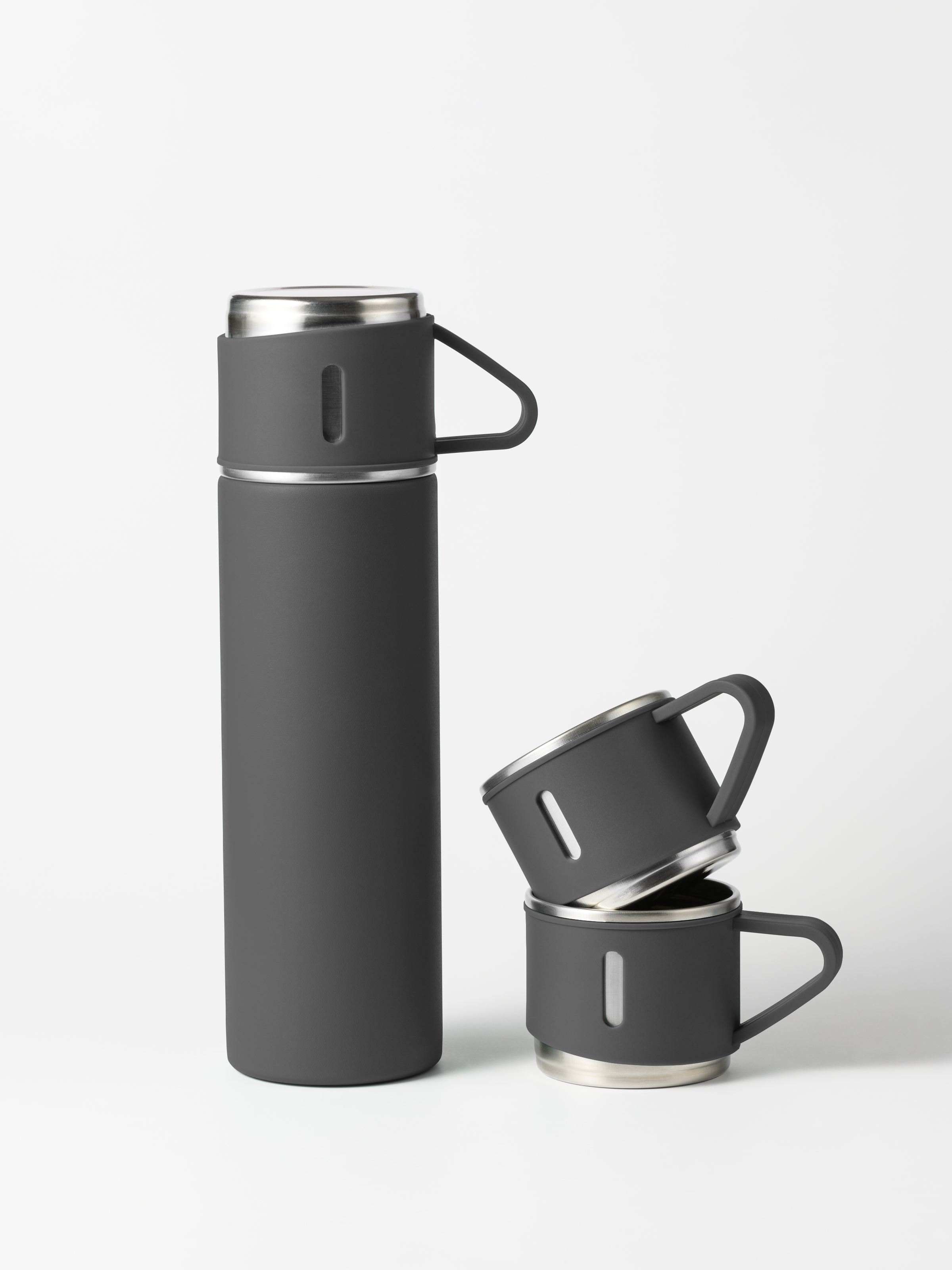 Термос для чая и кофе Travel Friendly с кружками, 500 мл, графитовый