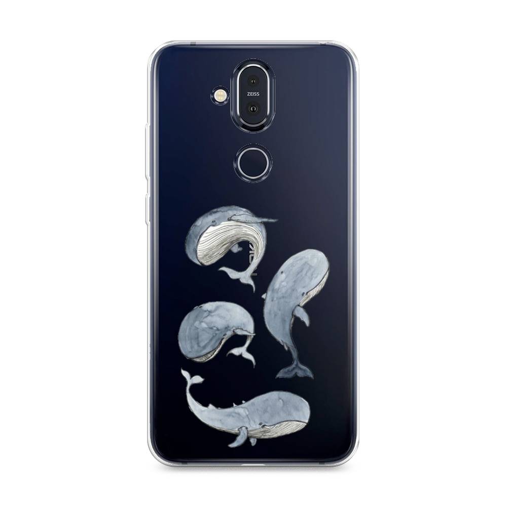 

Чехол Awog на Nokia 8.1 / Нокиа 8.1 "Киты", Белый;прозрачный;голубой, 122250-1