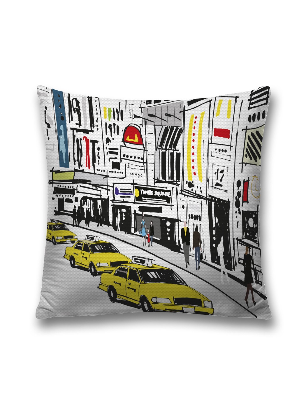 фото Наволочка декоративная joyarty "такси в городе" на молнии, 45x45 см