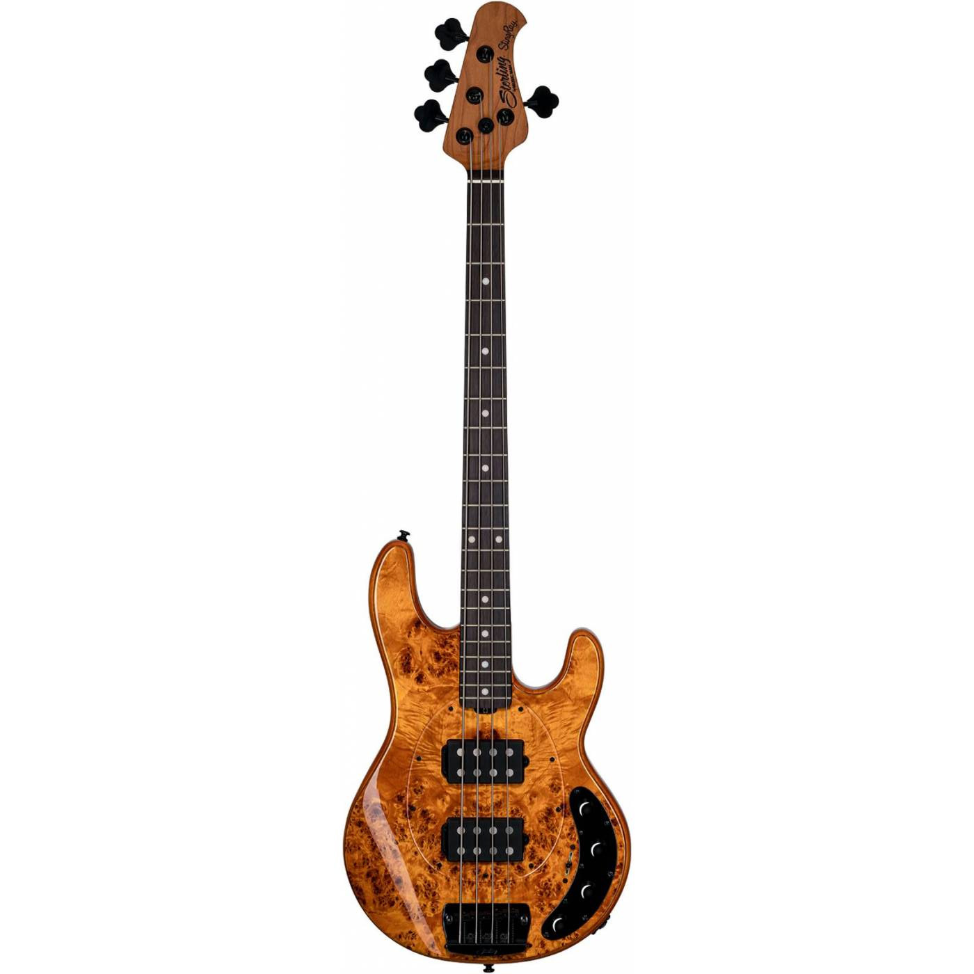 Sterling Ray34hhpb-am-r2 - бас-гитара Stingray Hh in Amber with Poplar Burl Top