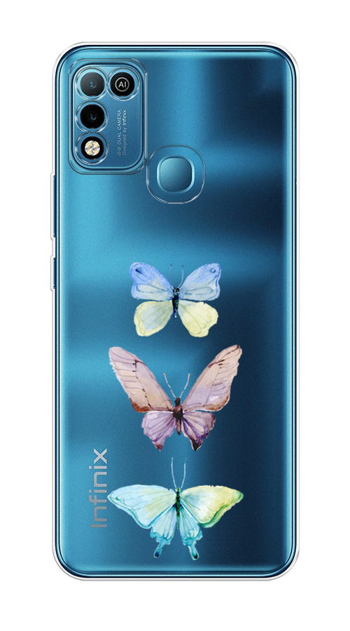 

Чехол на Infinix HOT 10 Play/HOT 11 Play "Акварельные бабочки", Бирюзовый;розовый, 3100850-1