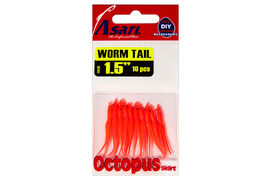 Октопус ASARI Worm Tail 15 01 Flo Red 772₽