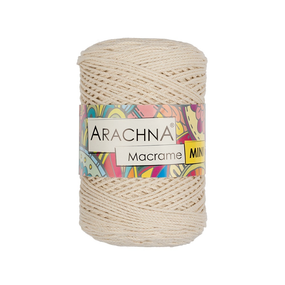 

ARACHNA Macrame Mini, 80% хлопок, 20% полиэстер, 4х250 г, 230 м, №24, натуральный, Бежевый