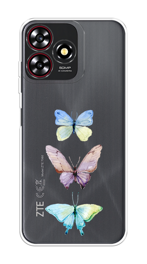 

Чехол на ZTE Blade A73 4G/V50 Smart "Акварельные бабочки", Бирюзовый;розовый, 136550-1