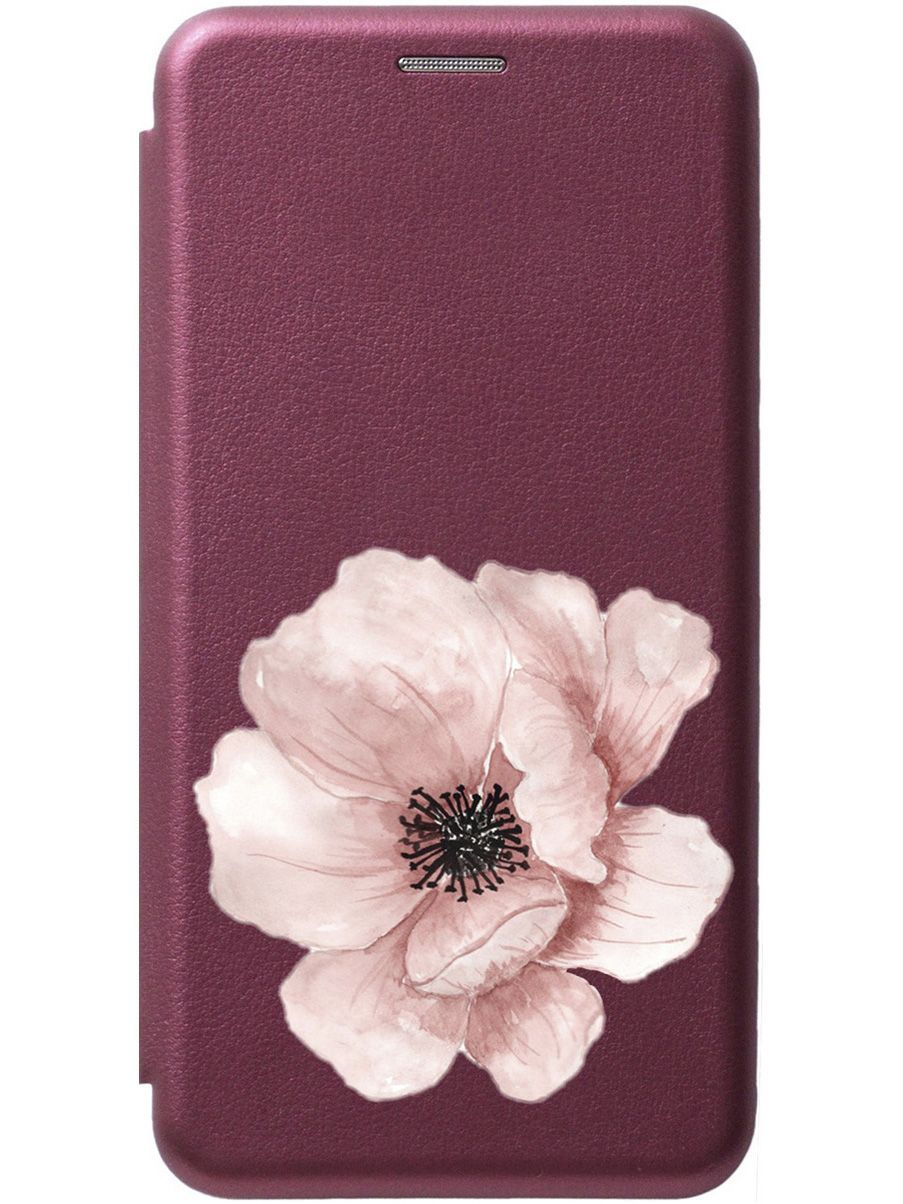 

Чехол-книжка на Tecno Pova 4 Pro с 3D принтом "Pink Flower" бордовый, Красный;белый, 158101