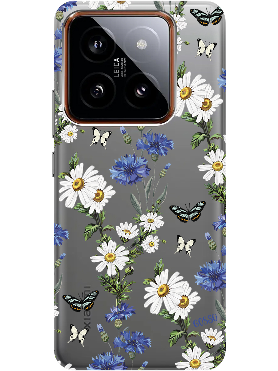 

Силиконовый чехол на Xiaomi 14 Pro с рисунком "Hello, Camomiles" прозрачный, Прозрачный;голубой;зеленый, 20012089