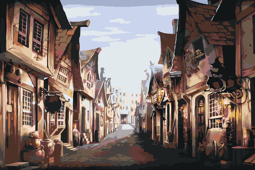

Картина по номерам «Гарри Поттер: Хогсмид», 40x60 см, Гарри Поттер: Хогсмид