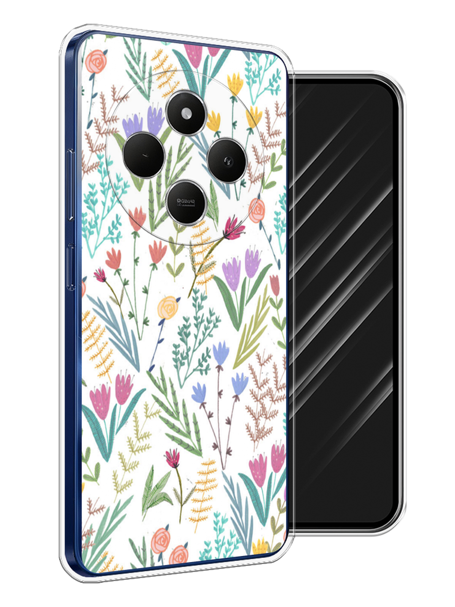 

Чехол Awog на Xiaomi Redmi 14C/Poco C75 4G "Полевые цветы рисунок", Белый;зеленый, 322950-1