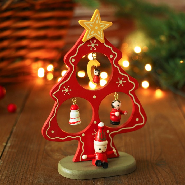 фото Сувенир новогодний "елка на подставке", с дедом морозом лесная мастерская