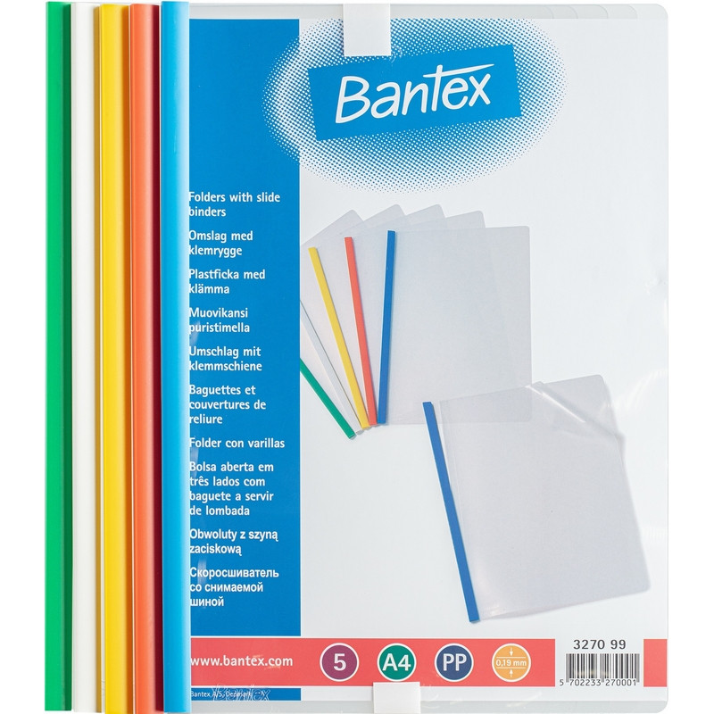 

Папка с клипом для брошюровки на 30л BANTEX 5 папок+5 скрепок в асс. 10055