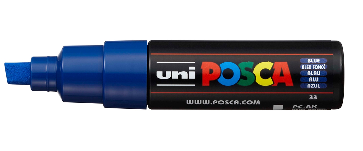 Маркер Uni POSCA PC-8K 8мм скошенный (синий (blue) 33)