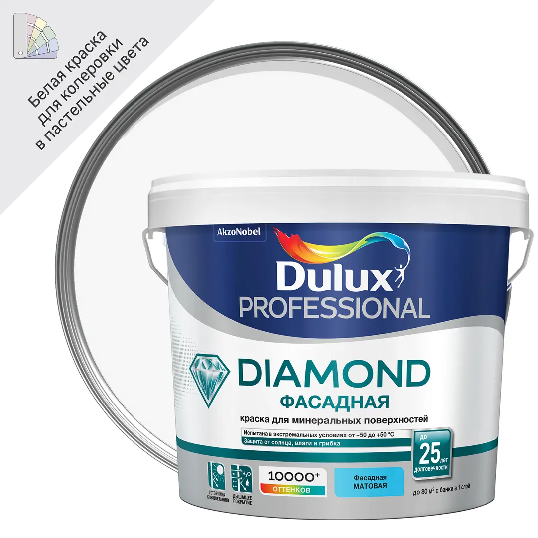 Краска фасадная Dulux гладкая цвет белый матовая база BW 5 л