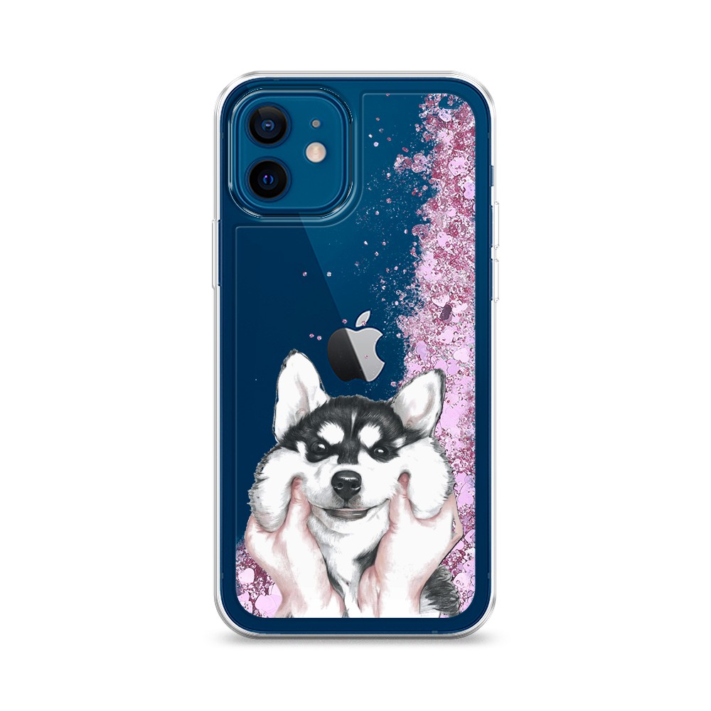 

Жидкий чехол с блестками "Щечки хаски" на Apple iPhone 12, 12594-1