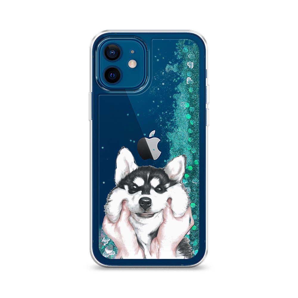 

Жидкий чехол с блестками "Щечки хаски" на Apple iPhone 12, 12595-1