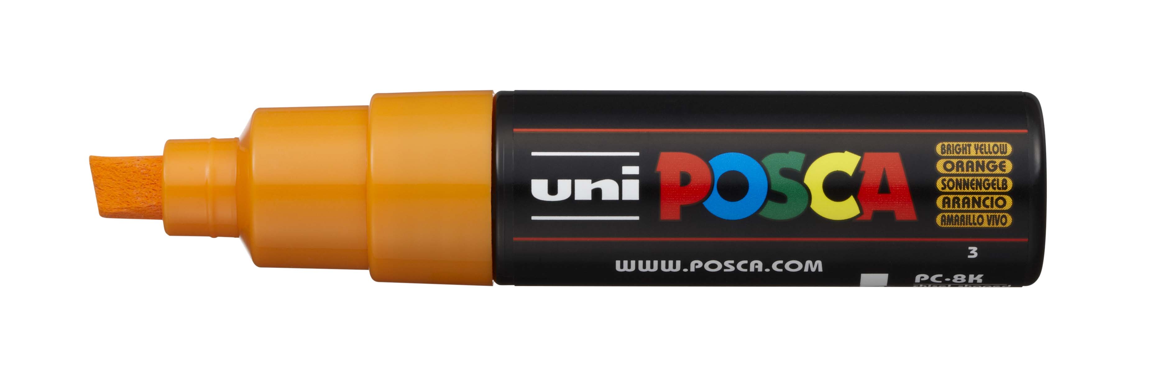 фото Маркер uni posca pc-8k 8мм скошенный (оранжево-желтый (bright yellow) 3) uni mitsubishi pencil