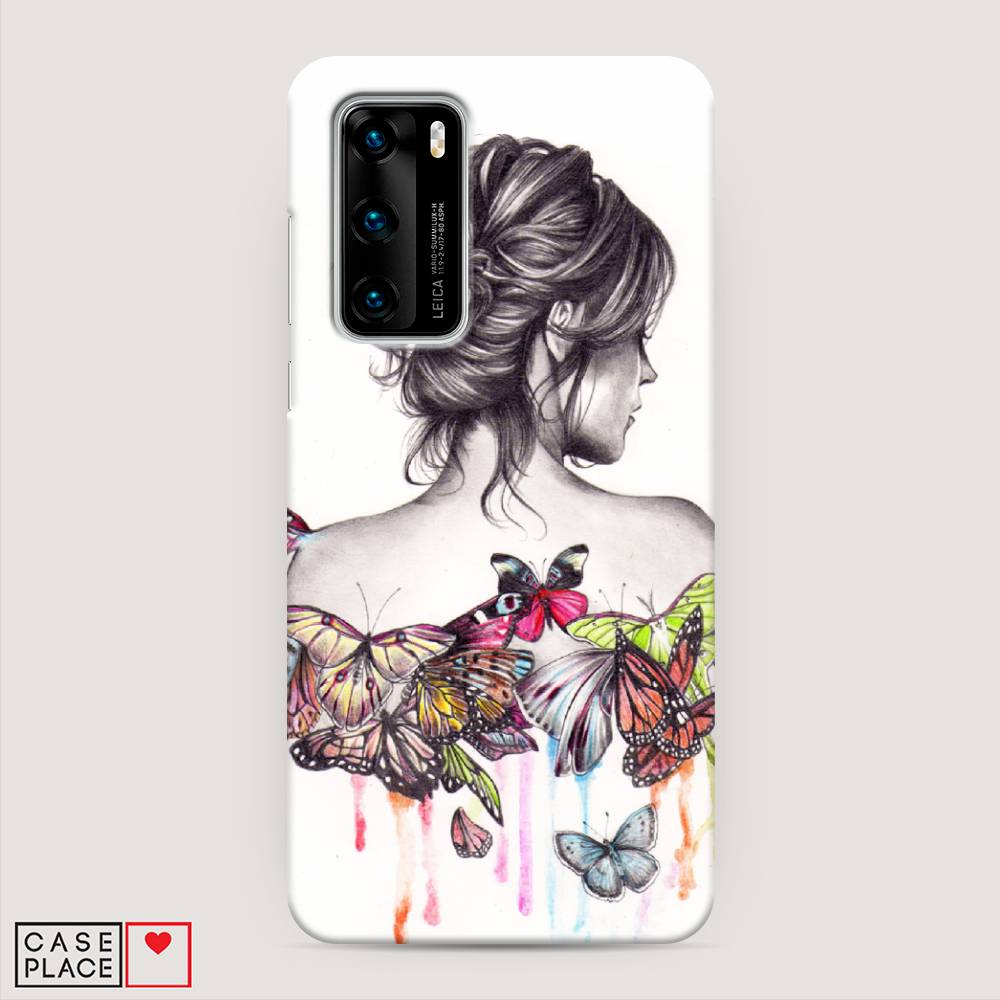 фото Чехол awog "девушка с бабочками" для huawei p40