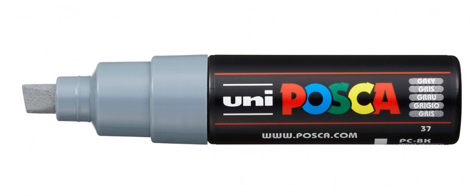 

Маркер Uni POSCA PC-8K 8мм скошенный (серый (grey) 37)