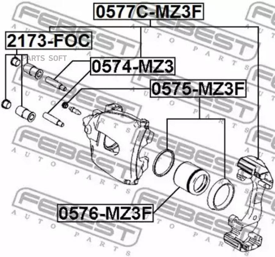 

FEBEST Скоба пер.торм.суппорта MAZDA 3 BK 2003-2008 FEBEST 0577C-MZ3F