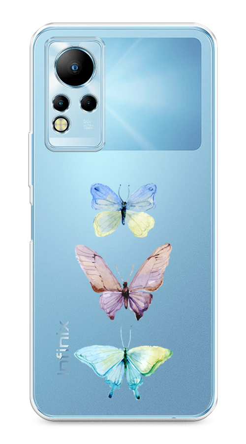 

Чехол на Infinix Note 11/12 G88 "Акварельные бабочки", Бирюзовый;розовый, 3101850-1