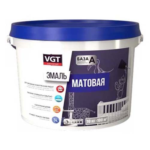 

Эмаль VGT матовая супербелая универсальная база 3 кг, Белый