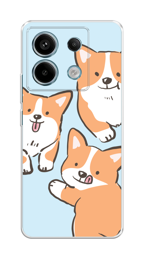 

Чехол на Xiaomi Redmi Note 13 Pro 5G "Милые корги", Бежевый;голубой;коричневый, 320150-1
