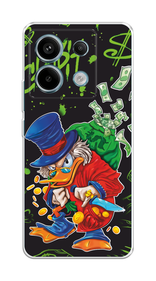 

Чехол на Xiaomi Redmi Note 13 Pro 5G "Скрудж Макдак с мешком денег", Красный;синий;зеленый;черный, 320150-1