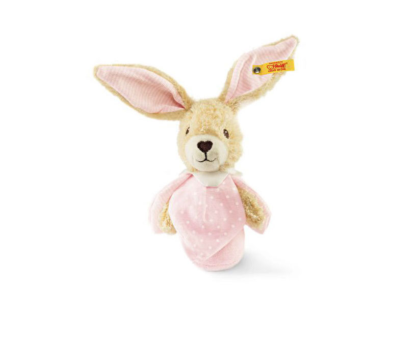Подвесная игрушка Steiff Hoppel Rabbit Grip Toy With Rustling Foil Pink Штайф Погремушка