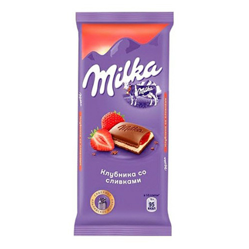 Шоколад Milka молочный клубника со сливками 85 г