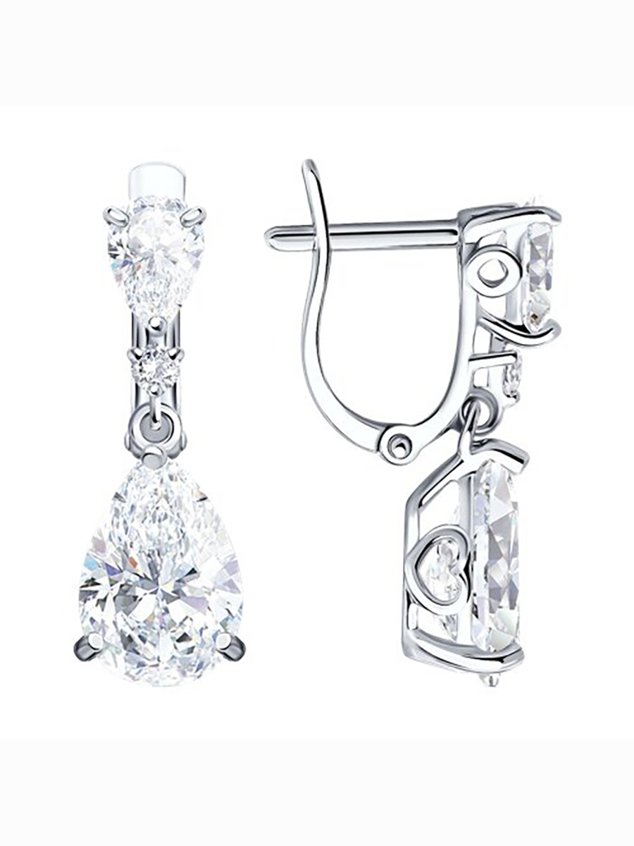 

Серьги подвески из серебра 585Gold 702008755, фианит, 702008755