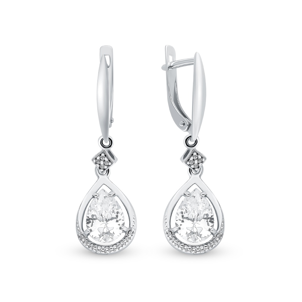 

Серьги подвески из серебра 585Gold 702008787, фианит, 702008787