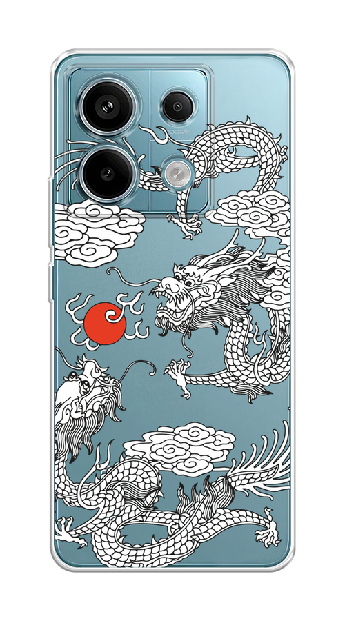 

Чехол на Xiaomi Redmi Note 13 Pro 5G "Драконы с ножом", Прозрачный;черный;белый, 320150-1