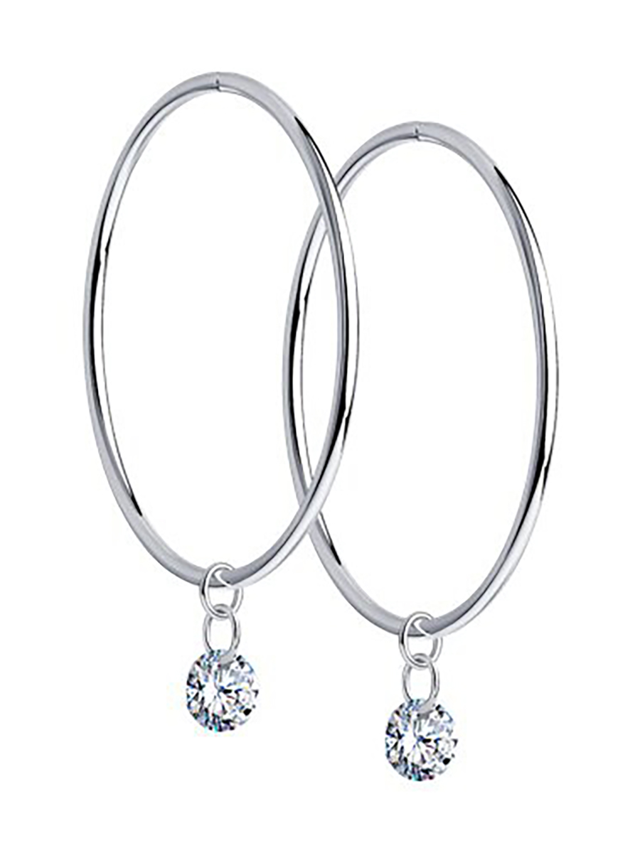 

Серьги конго из серебра 585Gold 702008808, фианит, 702008808