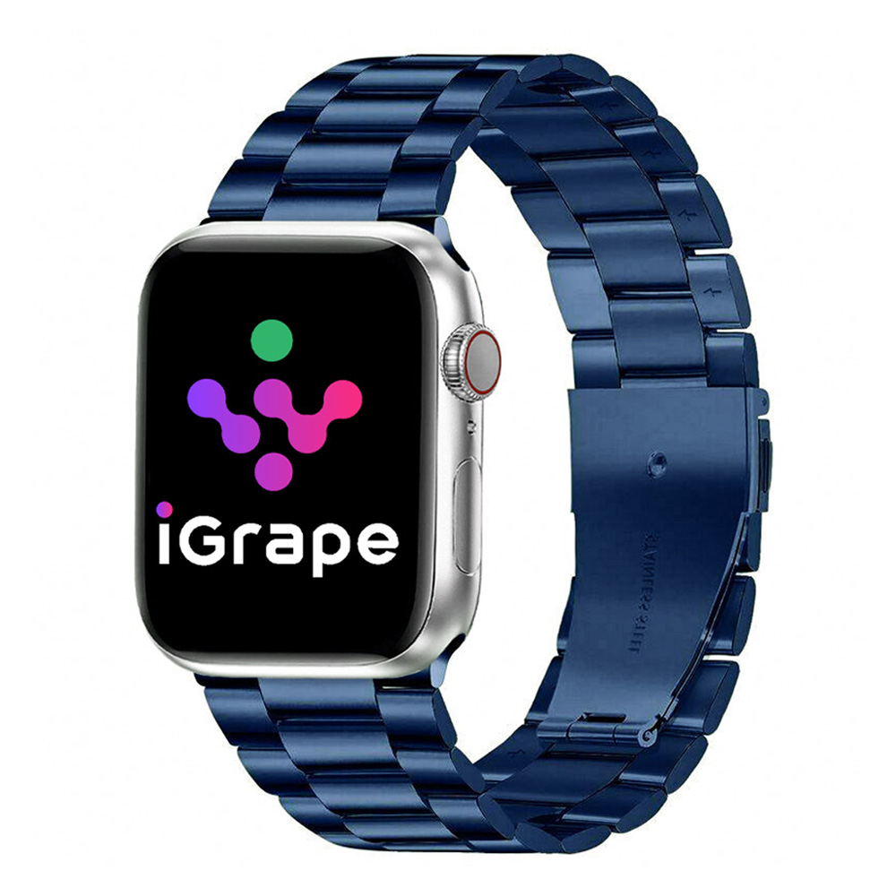 

Ремешок iGrape для Apple Watch из нержавеющей стали 42/44/45 мм (Синий), Ремешок