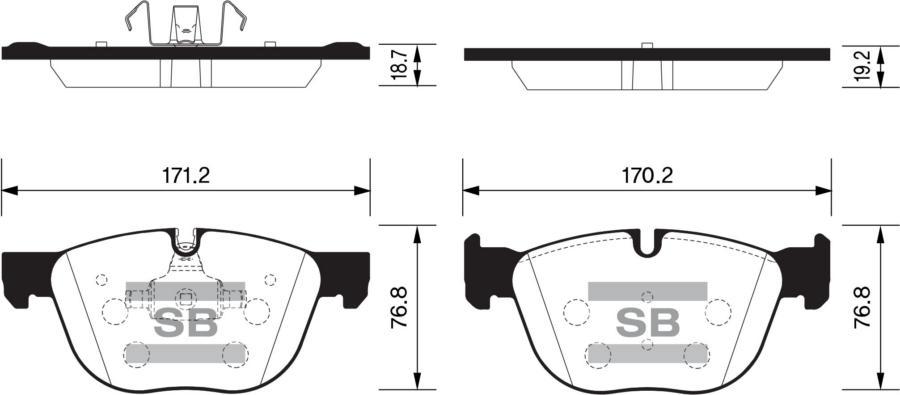 

Колодки дисковые передние с антискрип. пластинами\ BMW X5 E70 3.0 07> SANGSINBRAKE SP2172, SP2172