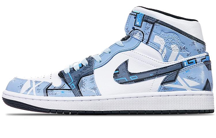 

Кеды унисекс Jordan Air Jordan 1 Mid Island Green голубые 40.5 EU, Голубой, Air Jordan 1 Mid Island Green