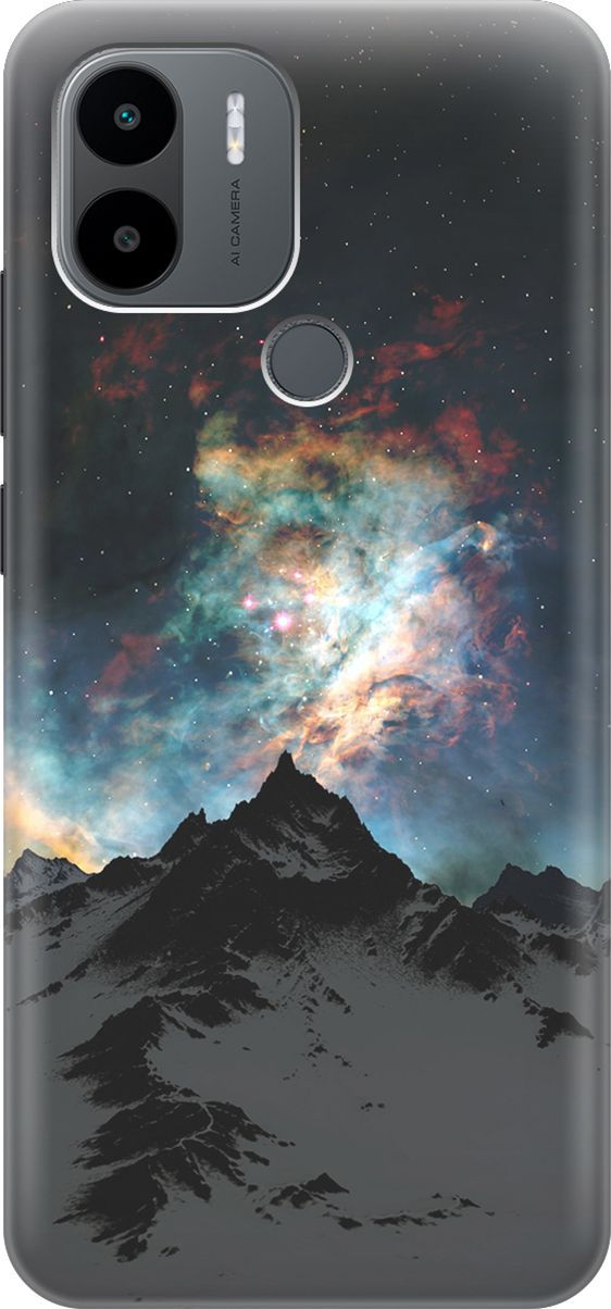 

Силиконовый чехол на Xiaomi Redmi A1+ с принтом "Горы и звезды", Синий;черный, 158128
