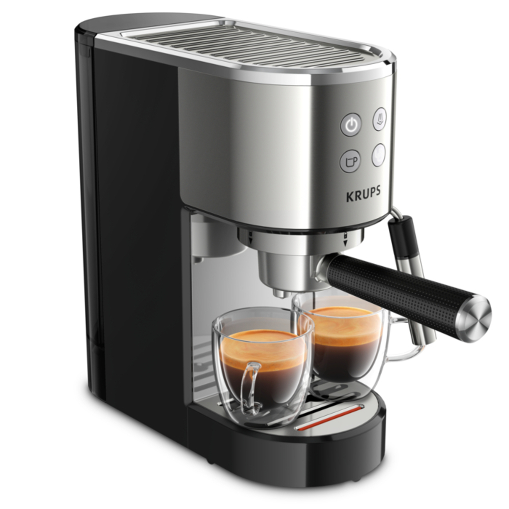 Рожковая кофеварка KRUPS Virtuoso XP442C11 черный, серебристый кофеварка капельного типа krups grind aroma km832810 с кофемолкой серебристый