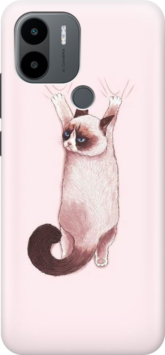 

Силиконовый чехол на Xiaomi Redmi A1+ с принтом "Недовольный кот", Белый;розовый, 158125