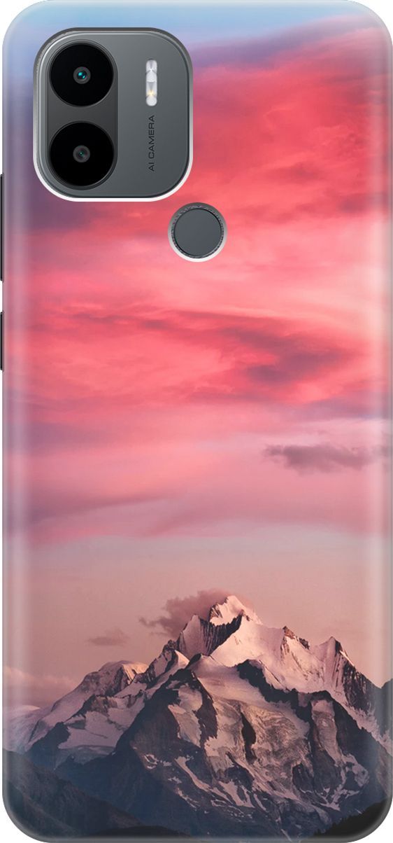 

Силиконовый чехол на Xiaomi Redmi A1+ с принтом "Горы и небо", Коричневый;розовый, 158128