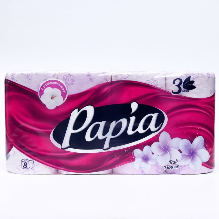 

Туалетная бумага Papia Bali Flower, 3 слоя, 8 рулонов